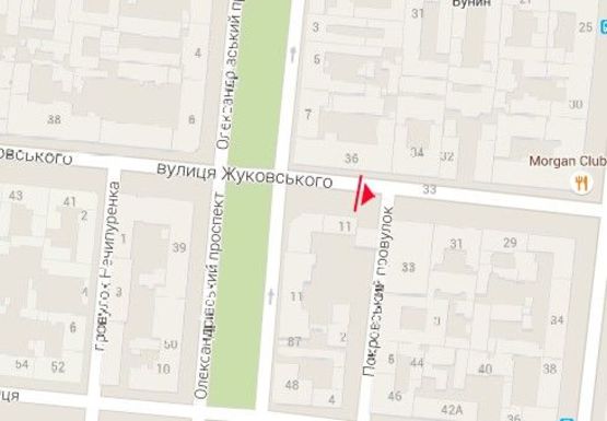 Схема рекламної площини за адресою Жуковского ул., 33 - Покровский пер.