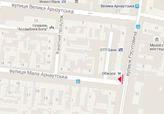 Схема рекламной плоскости по адресу М. Арнаутская ул., 2 - Белинского ул.