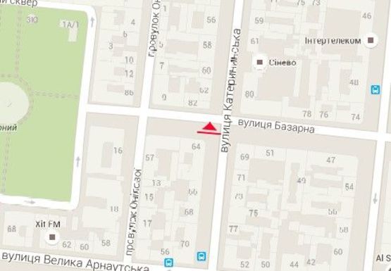 Схема рекламної площини за адресою Екатерининская ул.,64 - Базарная ул.