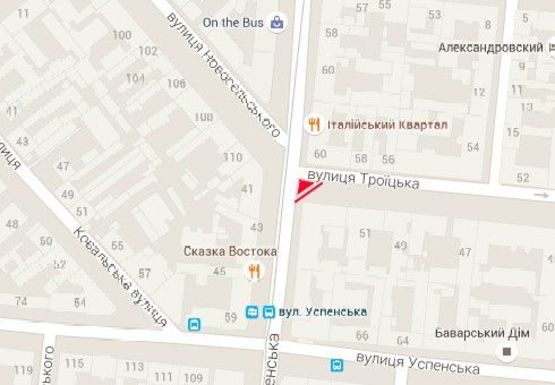 Схема рекламної площини за адресою Преображенская ул. - Троицкая ул., 49/51