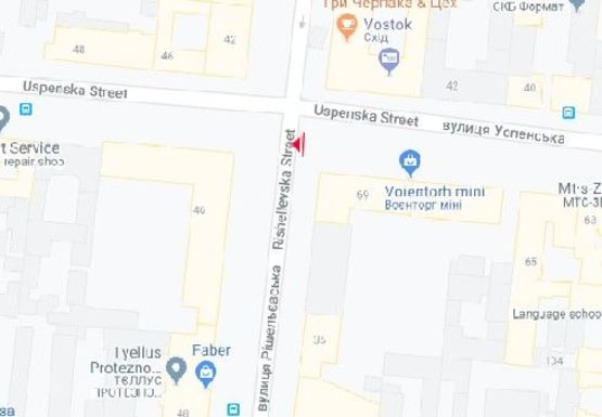 Схема рекламной плоскости по адресу Успенская ул.-  Ришельевская ул., 35/37