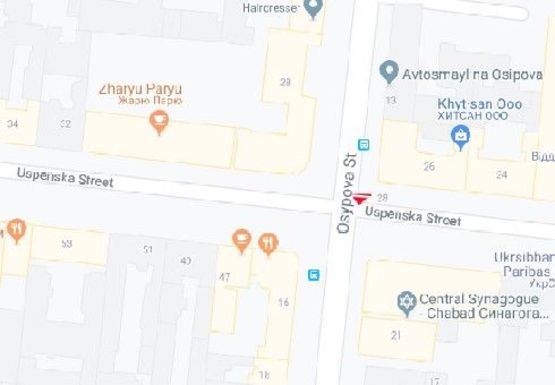 Схема рекламної площини за адресою Осипова ул. - Успенская ул., 25