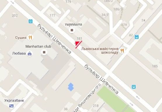Схема рекламной плоскости по адресу Шевченко б-р., 181