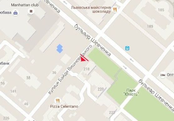 Схема рекламной плоскости по адресу Байды Вишневецкого ул. - Шевченко б-р.