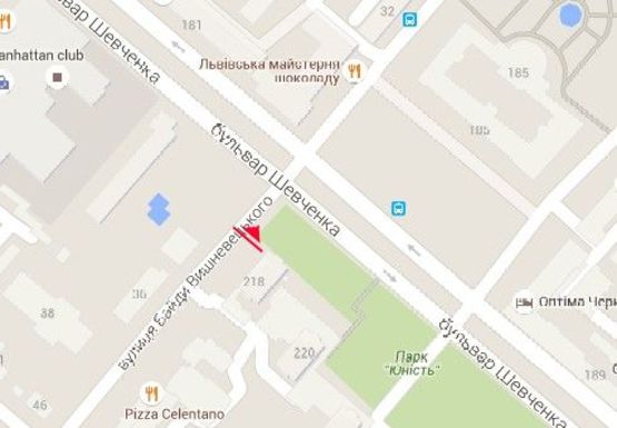 Схема рекламной плоскости по адресу Байды Вишневецкого ул. - Шевченко б-р.