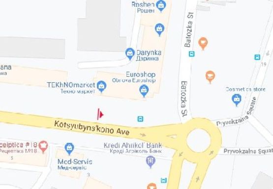 Схема рекламной плоскости по адресу Коцюбинского ул., 4