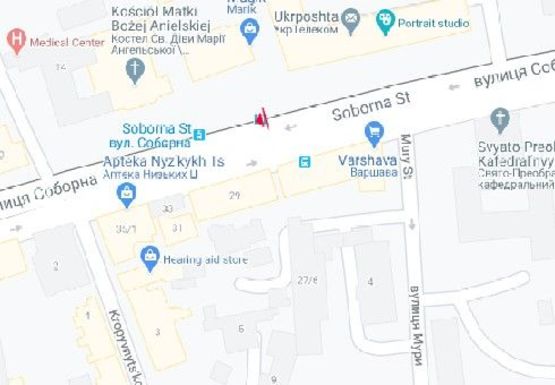 Схема рекламної площини за адресою Соборная ул. (Укртелеком)