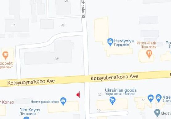 Схема рекламной плоскости по адресу Коцюбинского ул., 29 - Александра Довженко ул.