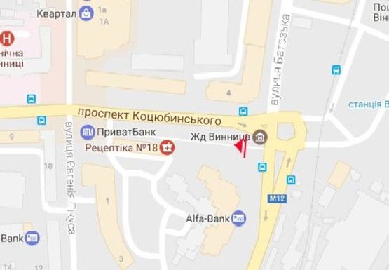 Схема рекламной плоскости по адресу Коцюбинского ул. - Привокзальная ул.