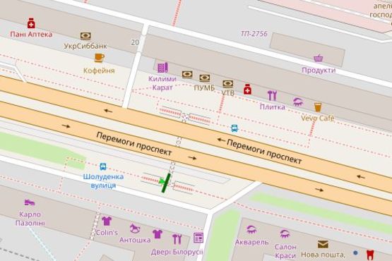 Схема рекламной плоскости по адресу Перемоги просп., , 17