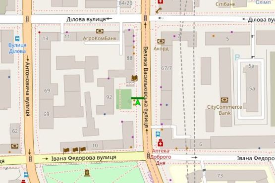 Схема рекламної площини за адресою Велика Васильківська вул., 92