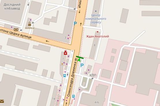 Схема рекламной плоскости по адресу Довженка вул., №8