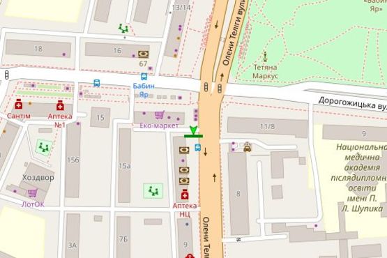 Схема рекламної площини за адресою Теліги Олени вул., 11