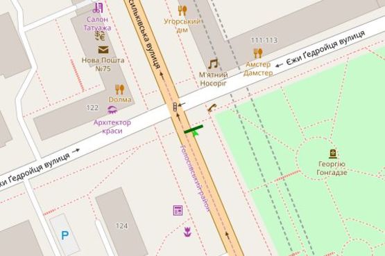 Схема рекламної площини за адресою Велика Васильківська вул., 124 перехр. з вул.Тверська