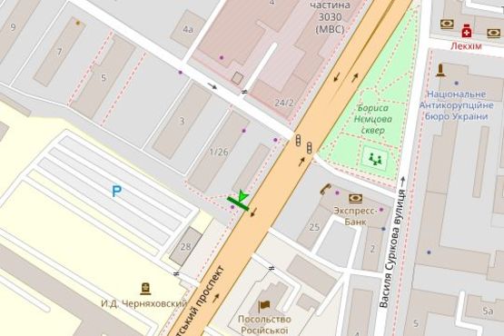 Схема рекламної площини за адресою Повітрофлотський просп., 26