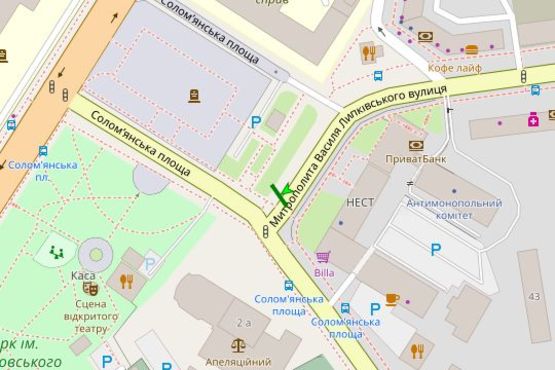 Схема рекламной плоскости по адресу Василя Липковського вул., 45, навпроти