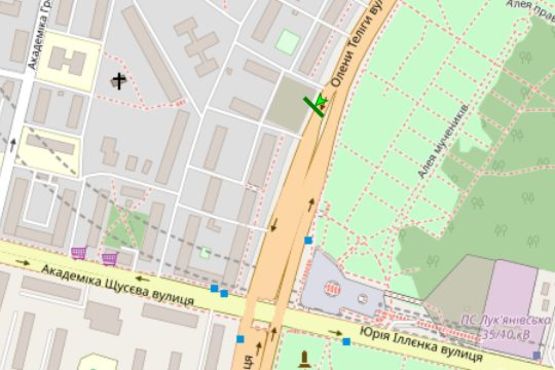 Схема рекламной плоскости по адресу Теліги Олени вул., 25