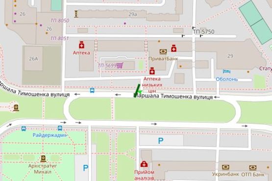 Схема рекламної площини за адресою Маршала Тимошенка вул., 29А