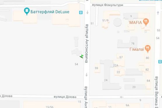 Схема рекламной плоскости по адресу Антоновича вул. (Горького вул.), 54