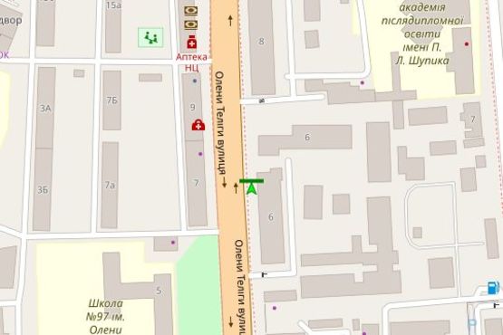 Схема рекламної площини за адресою Теліги Олени вул., 6