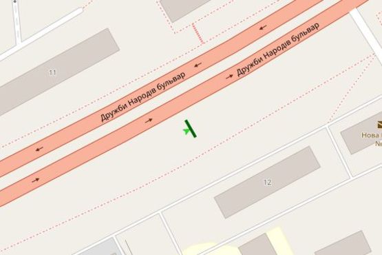 Схема рекламной плоскости по адресу Дружби народів бульв., , 12