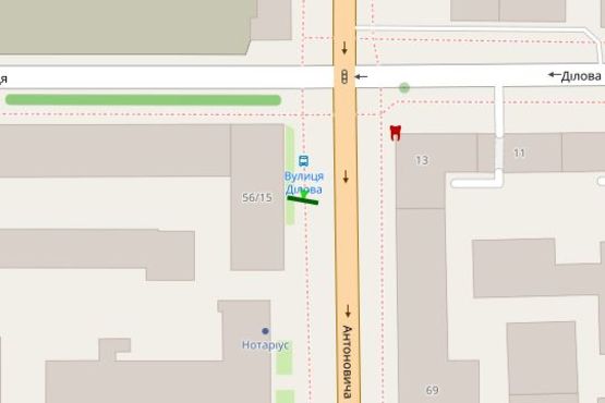 Схема рекламной плоскости по адресу Антоновича вул. (Горького вул.), 56