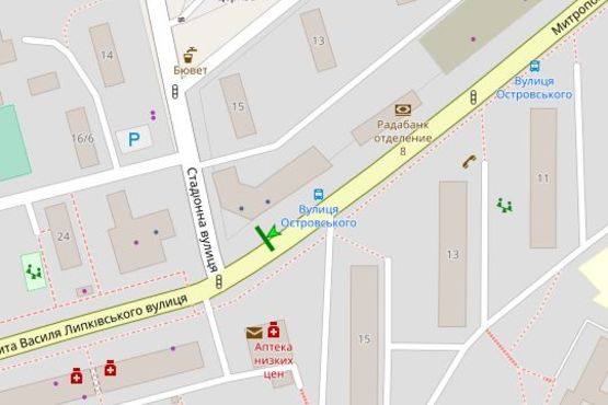 Схема рекламной плоскости по адресу Василя Липковського вул., 18