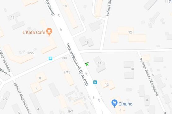 Схема рекламной плоскости по адресу Чоколівський бульв., 14