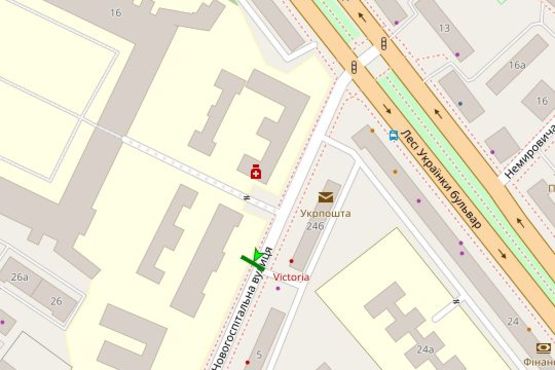 Схема рекламной плоскости по адресу Новогоспітальна вул., . (Щорса пров.), 5