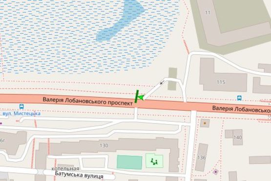 Схема рекламної площини за адресою Лобановського Валерія просп. (Червонозоряний просп.), №1 від АЗС (№1 від АЗС в направл. Севастопольської пл.)