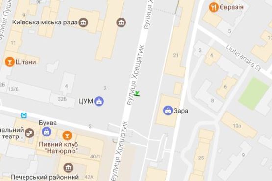 Схема рекламної площини за адресою Хрещатик вул., 21 (магазин "Взуття")