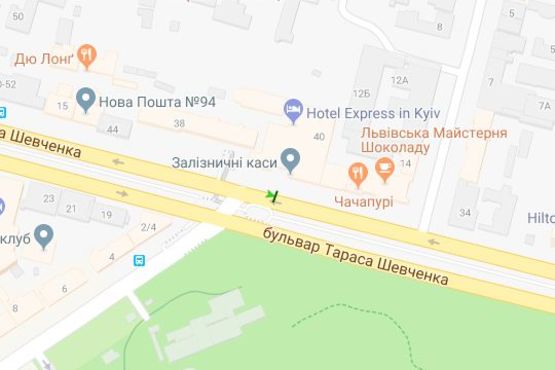 Схема рекламної площини за адресою Шевченка Тараса бульв., 38/40 готель "Експрес"