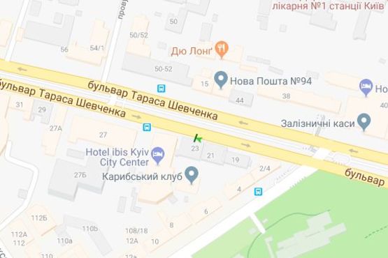 Схема рекламної площини за адресою Шевченка Тараса бульв., 23