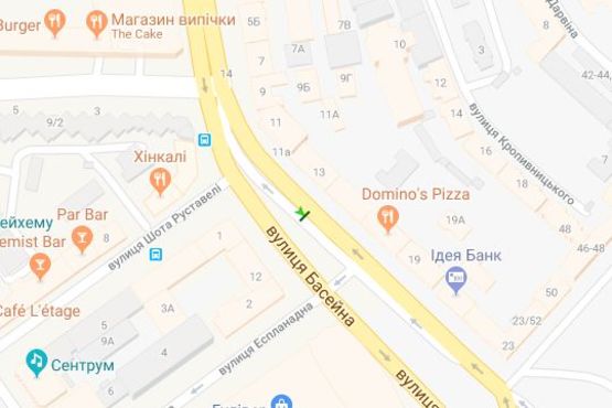 Схема рекламной плоскости по адресу Басейна вул., 15