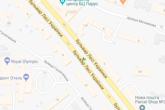 Схема рекламної площини за адресою Лесі Українки бульв., 8 (розподільник)