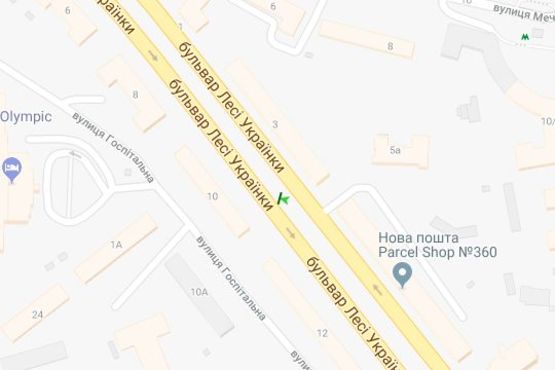 Схема рекламної площини за адресою Лесі Українки бульв., 10 (розподільник)