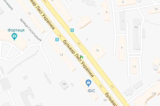 Схема рекламної площини за адресою Лесі Українки бульв., 14 (розподільник)