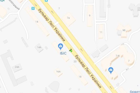 Схема рекламной плоскости по адресу Лесі Українки бульв., 16