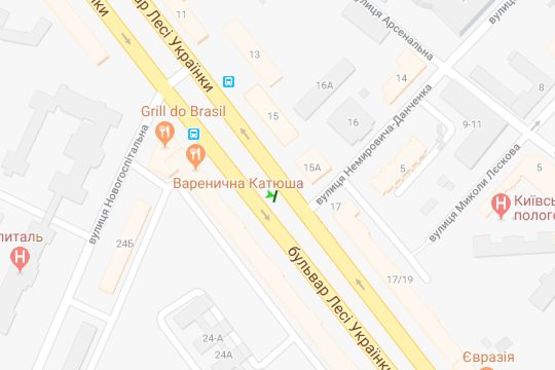 Схема рекламной плоскости по адресу Лесі Українки бульв., 15А розподільник