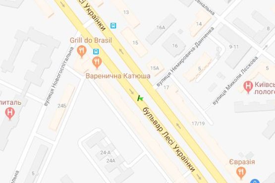 Схема рекламної площини за адресою Лесі Українки бульв., 24 №1 (розподільник - к.№2)