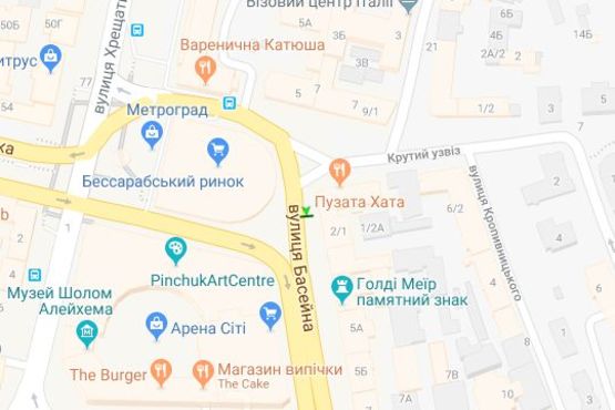 Схема рекламной плоскости по адресу Басейна вул., 1/2