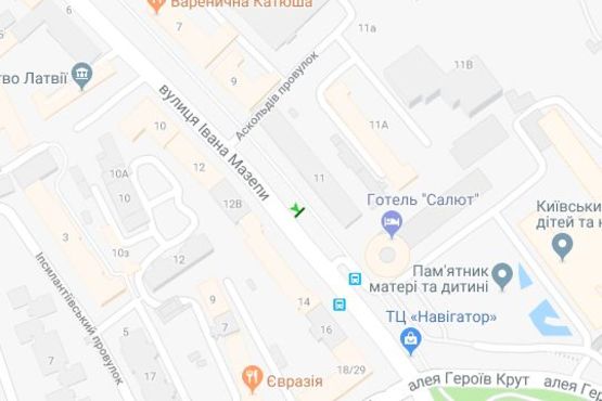 Схема рекламной плоскости по адресу Івана Мазепи вул., 11 №1