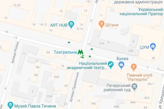 Схема рекламної площини за адресою Пушкінська вул., 15/6