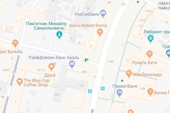 Схема рекламной плоскости по адресу Прорізна вул., 2