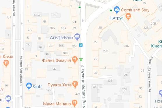 Схема рекламної площини за адресою Велика Васильківська вул., .32 А