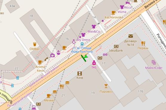 Схема рекламної площини за адресою Велика Васильківська вул.,  навпроти буд. №19