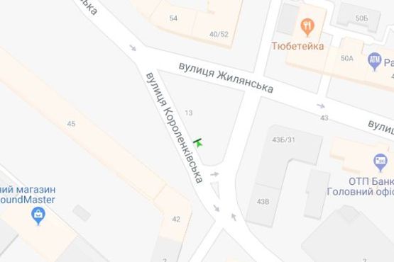 Схема рекламної площини за адресою Короленківська вул., ./вул.Тарасівська (в направл. вул.Жилянськой)