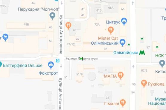 Схема рекламної площини за адресою Фізкультури вул., 10 №2