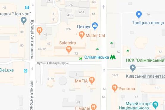 Схема рекламної площини за адресою Фізкультури вул., 10 №1