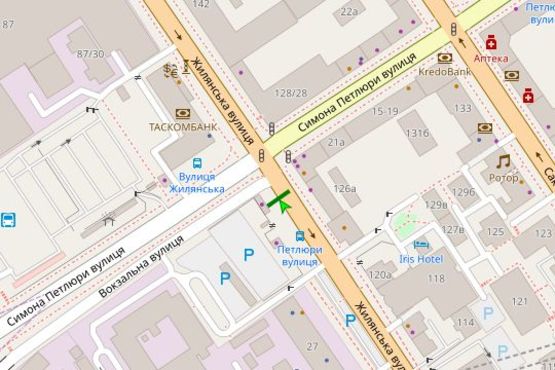 Схема рекламной плоскости по адресу Жилянська вул., 126 А, напроти